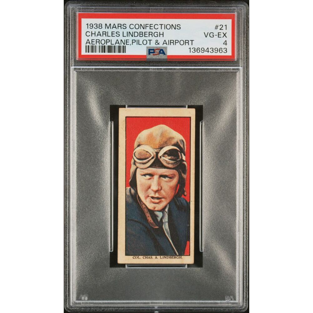 RARE 1938 Mars Charles Lindbergh Tobacco Card PSA 4 VG-EX Spirit of St. Louis